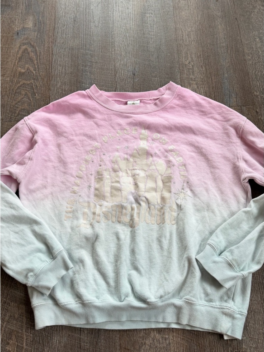 Disney Pink to Blue Ombre Crewneck Sweatshirt with Castle Graphic